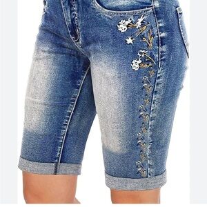 New Embroidered Denim Women's Shorts